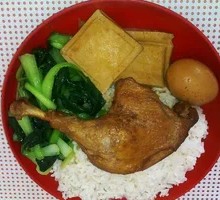 Duck Leg Rice with Seaweed Egg Soup