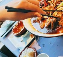 Large Lake Fish Head with Pancake