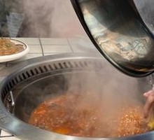 Stewed Chicken and Pork Ribs in Iron Pot