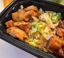 Honey Glazed Chicken Cutlet with Kung Pao Chicken Rice