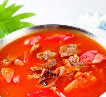Stewed Beef Brisket with Tomato in Pot