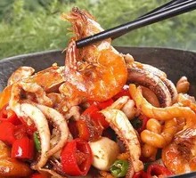 Dry Pot Squid and Shrimp