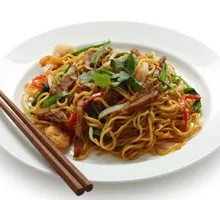 Garlic Shoots and Pork Noodles