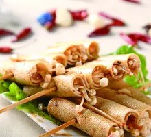 Tofu Skin Rolls with Enoki Mushrooms