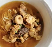 Rare Mushroom Chicken Broth Noodles