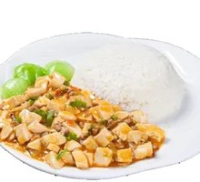 Spicy minced pork with tofu over rice