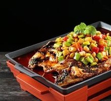 Spicy Blood Duck with Grilled Fish