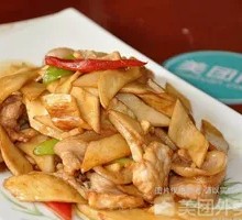 Stir-fried King Oyster Mushroom with Pork over Rice