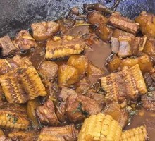 Pressure Cooker Spare Ribs with Soybean Sticks, Potatoes, and Corn
