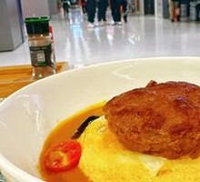 Beef Burger Curry Omelet Rice
