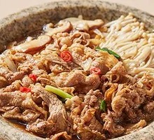 Beef and Enoki on Hot Stone