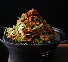 Grilled Meat on Iron Skillet