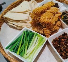 Crispy flatbread roll with fried dough sticks