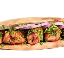 Stuffed flatbread with sausage