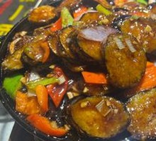 Iron Plate Eggplant Stuffed with Meat