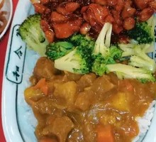 Mixed Curry Beef and Chicken Rice