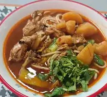 Chicken Cubes in Hand-Pulled Noodles