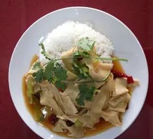 Bell Pepper and Tofu Skin Rice Bowl