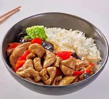 Spicy Chili Pork Intestine Rice Bowl