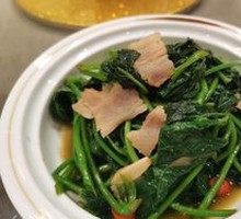 Preserved Pork with Sweet Potato Greens