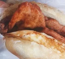 Braised flatbread with egg and pork tenderloin