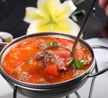 Stewed Beef Brisket with Tomatoes in Pot
