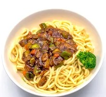 Stewed Beef with Eggplant Cubes Noodles
