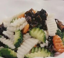 Cucumber, Black Mushroom, and Yam Stir-Fry
