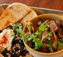 Indian-style Curry Beef Rice with Fried Biscuits