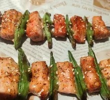Japanese Grilled Pork Belly with Sweet Peas