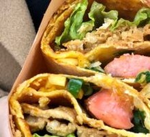 Crispy Pancake with Grilled Sausage