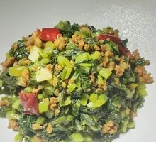 Spring Greens with Minced Pork