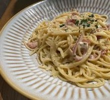Creamy Bacon Mushroom Egg Yolk Pasta