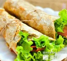 Egg Pancake with Grilled Sausage