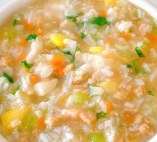Dried Scallop, Century Egg, Pork and Vegetable Porridge