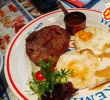 Angus Ribeye Steak with Two Eggs