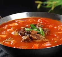 Stewed Beef Brisket with Tomatoes in Pot