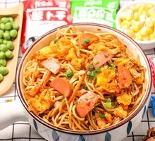 Ham and egg fried noodles