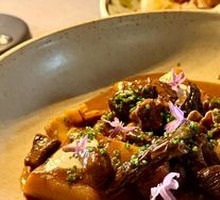 Yamabushitake Stew with Beef Tail Wide Noodles