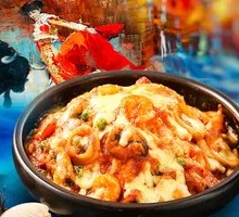 Squid and Shrimp Seafood Bake Rice