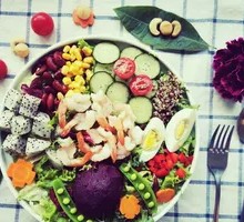 Fengwei Shrimp with Purple Sweet Potato Salad