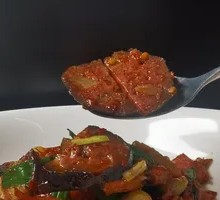 Fried blood tofu with preserved pork