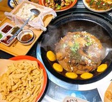 Stir-Fried Pork Ribs and Chicken in Iron Pot