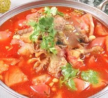 Stewed Beef Brisket with Tomatoes in Pot
