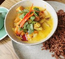 Thai Yellow Curry Sea Bass with Shrimp Rice