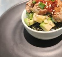 Avocado-Grilled Foie Gras Rice Bites