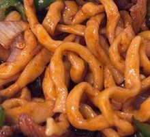 辣椒炒肉干拌面