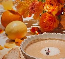 Flower Chef's Specialty Mushroom Soup with Baguette