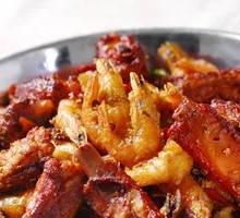 Spicy Stir-Fried Spare Ribs and Shrimp