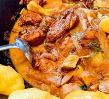 Stir-Fried Pork Ribs and Chicken in Iron Pot